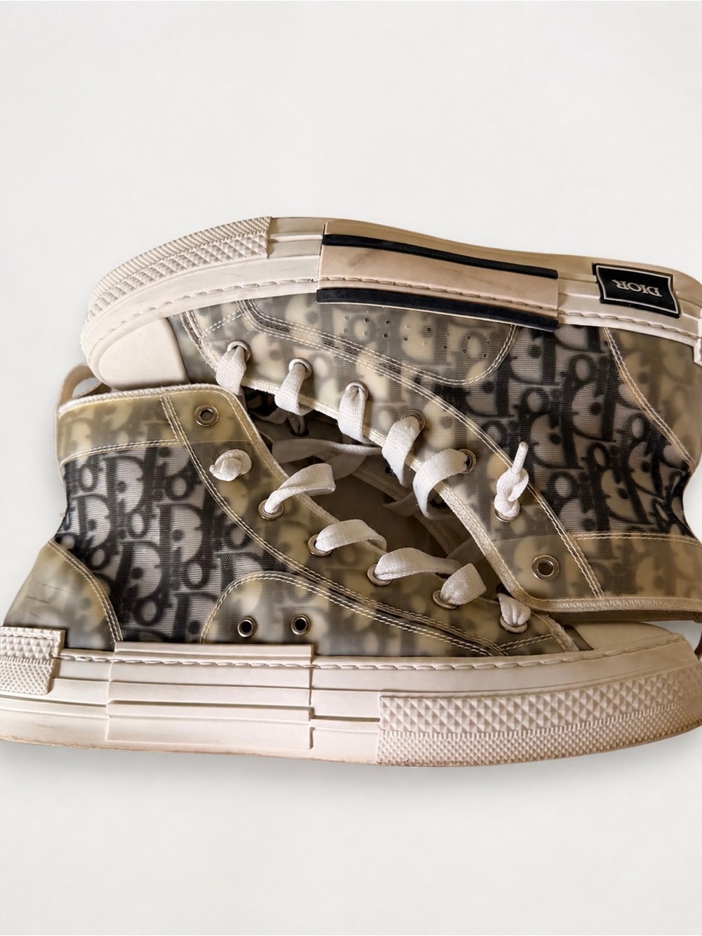 Dior B23 High-Top Oblique Transparent Sneakers White/Black size 9
